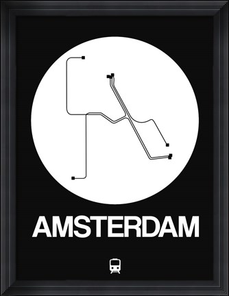Framed Amsterdam White Subway Map Print