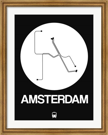 Framed Amsterdam White Subway Map Print