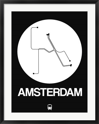 Framed Amsterdam White Subway Map Print