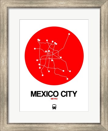 Framed Mexico City Red Subway Map Print