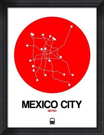 Framed Mexico City Red Subway Map Print