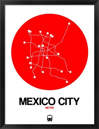 Framed Mexico City Red Subway Map Print