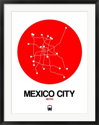 Framed Mexico City Red Subway Map Print