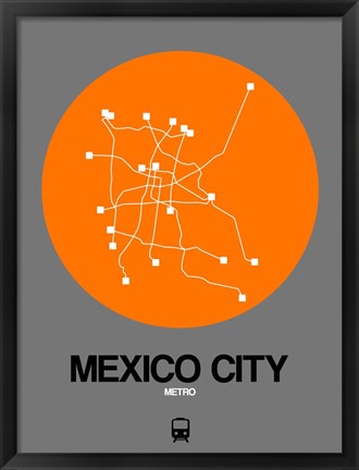 Framed Mexico City Orange Subway Map Print