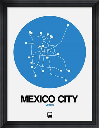 Framed Mexico City Blue Subway Map Print