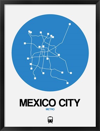 Framed Mexico City Blue Subway Map Print