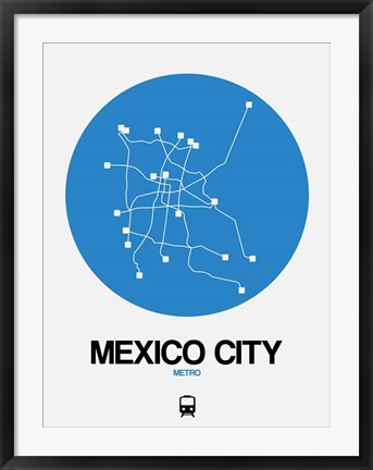 Framed Mexico City Blue Subway Map Print