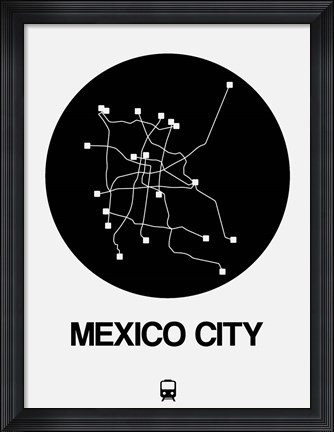 Framed Mexico City Black Subway Map Print