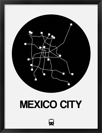 Framed Mexico City Black Subway Map Print