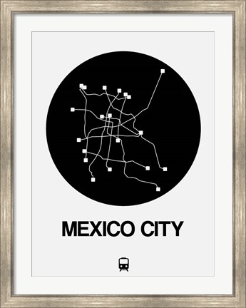 Framed Mexico City Black Subway Map Print