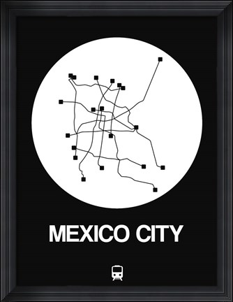 Framed Mexico City White Subway Map Print
