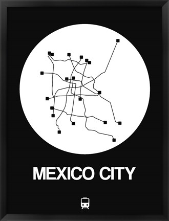 Framed Mexico City White Subway Map Print