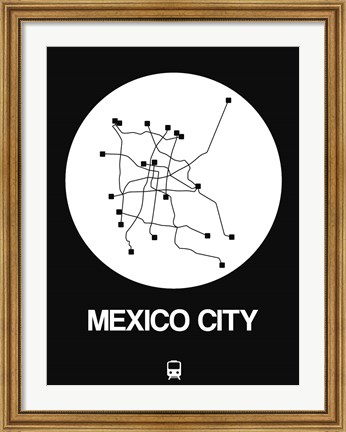 Framed Mexico City White Subway Map Print