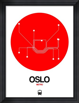 Framed Oslo Red Subway Map Print
