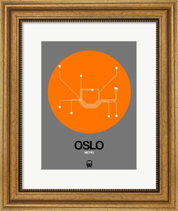 Framed Oslo Orange Subway Map Print