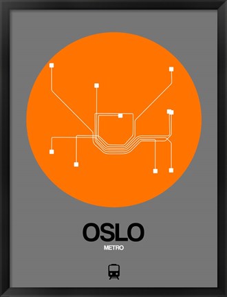 Framed Oslo Orange Subway Map Print