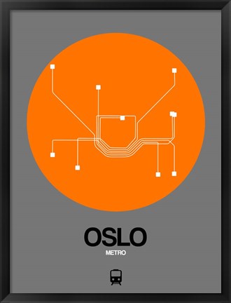 Framed Oslo Orange Subway Map Print