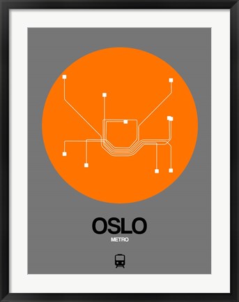 Framed Oslo Orange Subway Map Print