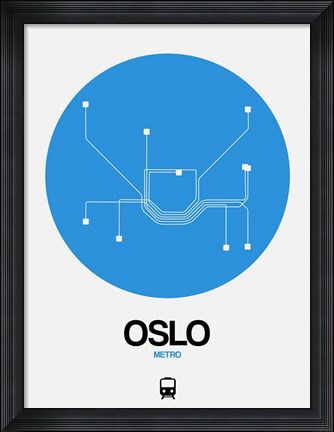 Framed Oslo Blue Subway Map Print