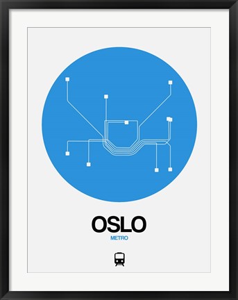 Framed Oslo Blue Subway Map Print