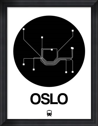 Framed Oslo Black Subway Map Print