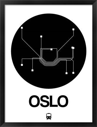 Framed Oslo Black Subway Map Print