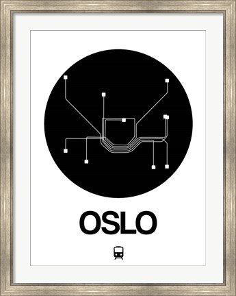 Framed Oslo Black Subway Map Print