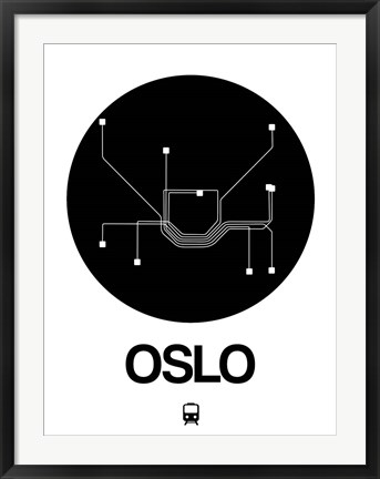 Framed Oslo Black Subway Map Print
