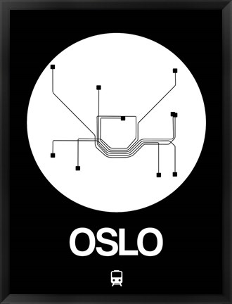 Framed Oslo White Subway Map Print