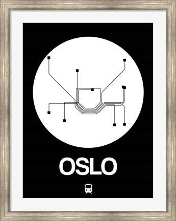 Framed Oslo White Subway Map Print