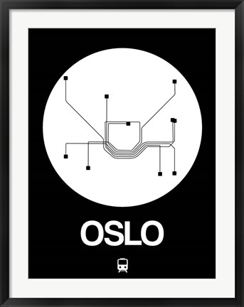 Framed Oslo White Subway Map Print