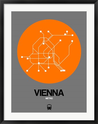 Framed Vienna Orange Subway Map Print