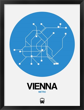 Framed Vienna Blue Subway Map Print