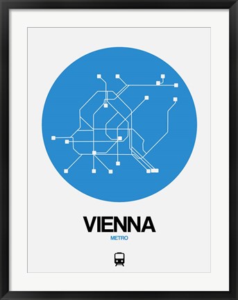 Framed Vienna Blue Subway Map Print