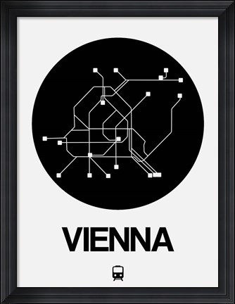 Framed Vienna Black Subway Map Print