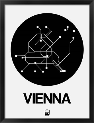 Framed Vienna Black Subway Map Print