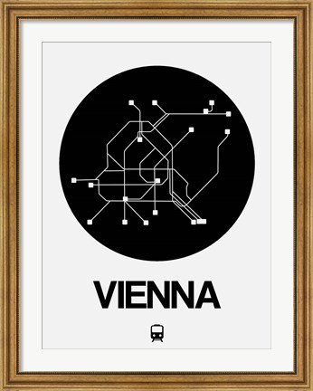 Framed Vienna Black Subway Map Print