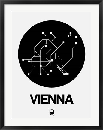 Framed Vienna Black Subway Map Print