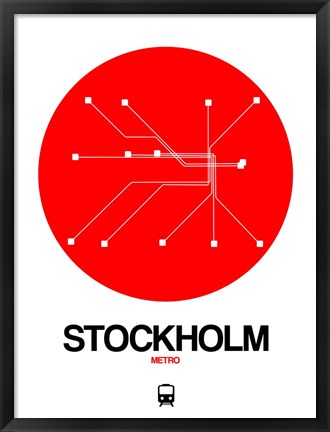 Framed Stockholm Red Subway Map Print