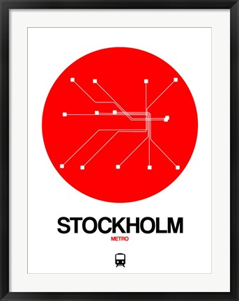 Framed Stockholm Red Subway Map Print