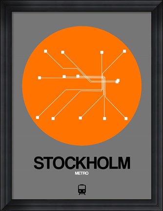 Framed Stockholm Orange Subway Map Print