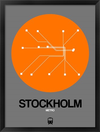 Framed Stockholm Orange Subway Map Print