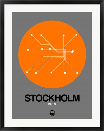 Framed Stockholm Orange Subway Map Print