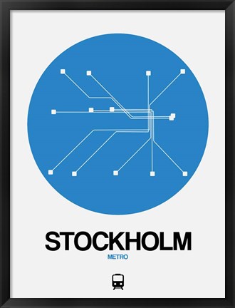 Framed Stockholm Blue Subway Map Print