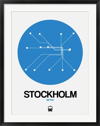 Framed Stockholm Blue Subway Map Print