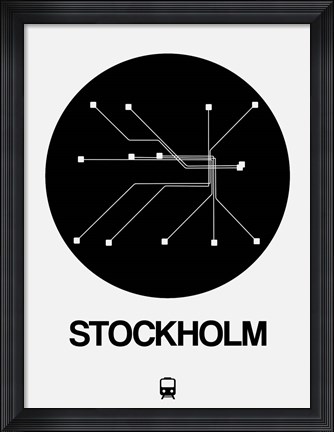 Framed Stockholm Black Subway Map Print