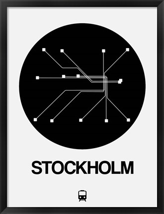 Framed Stockholm Black Subway Map Print