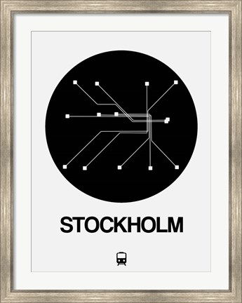 Framed Stockholm Black Subway Map Print