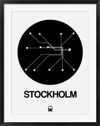 Framed Stockholm Black Subway Map Print