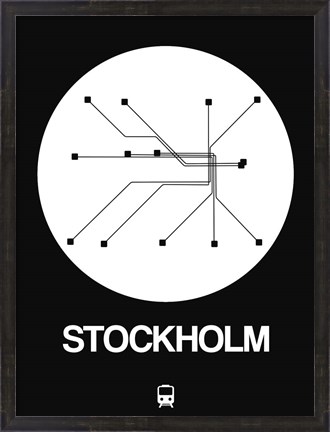 Framed Stockholm White Subway Map Print